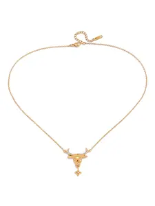 Classic Crystal Star Bull Pendant Necklace For Women Adjustable Pendant Necklace Minimalist 18K Gold Plated Stainless Steel Necklace Fashion Jewelry Gift