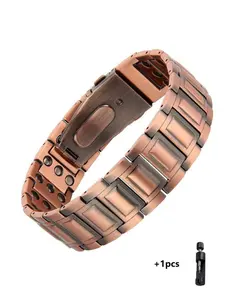 Men's Copper Magnetic Bracelet, Unique Foldover Clasp with Adjustment Tool, Personalized Fitting, Fashion Jewelry, Perfect Gift Choice, Durable Comfort Design, Premium Bracelet
