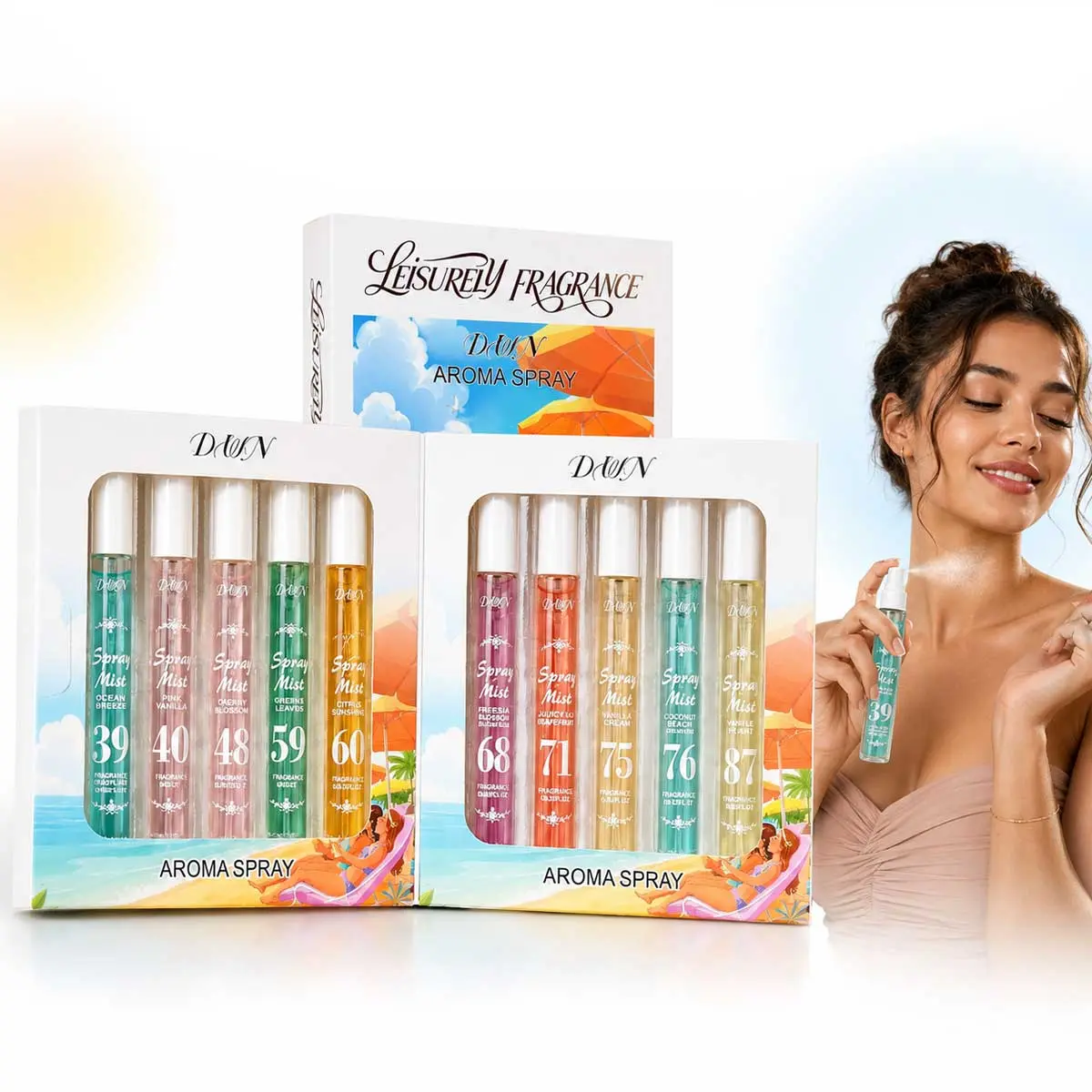 10-Pc Soft Perfume Body Mist Spray Set, 10ml Ultra Fine Mist Travel Pack - Long-Lasting Fragrance for Hair & Body, Vanilla Floral Fruity Scents, Portable Gift Box