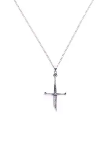 Sword Design Pendant Necklace, Cross Charm Necklace, Dainty Cross Necklace, Fashion Jewelry for Party, Daily Clothing Decor, Trendy All-match & Exquisite Jewelry for Birthday Gift