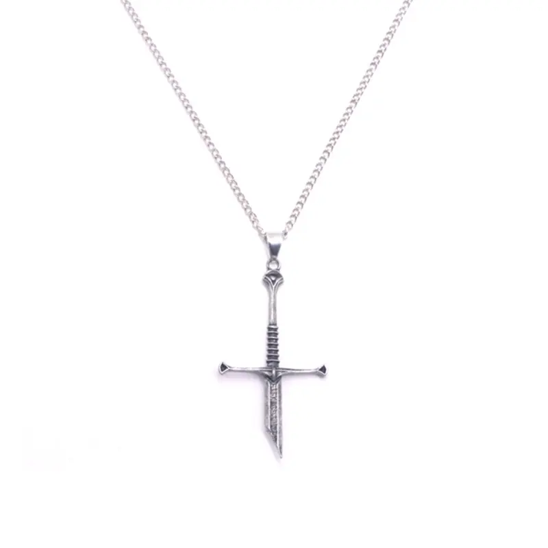 Sword Design Pendant Necklace, Cross Charm Necklace, Dainty Cross Necklace, Trendy Charms Necklace, Casual Style Necklaces, Fashion Jewelry for Party, Daily Clothing Decor, Trendy All-match & Exquisite Jewelry for Birthday Gift, Decorative Necklace