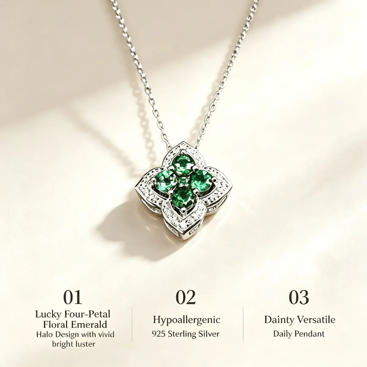 925 Silver Divine Feminine Crystal Necklace for Female - Elegant Dainty Pendant with Lab-Created Emerald, Cubic Zirconia Accents, Luxury Fine Jewelry for Daily Wear, Wedding Gifting