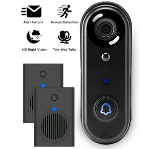 Visible Doorbell Camera with 2 Indoor Wireless Chimes, Two-Way Intercom, Pir Human Detection, Phone Notifications, Ip65 Waterproof Outdoor, Smart Video Doorbell