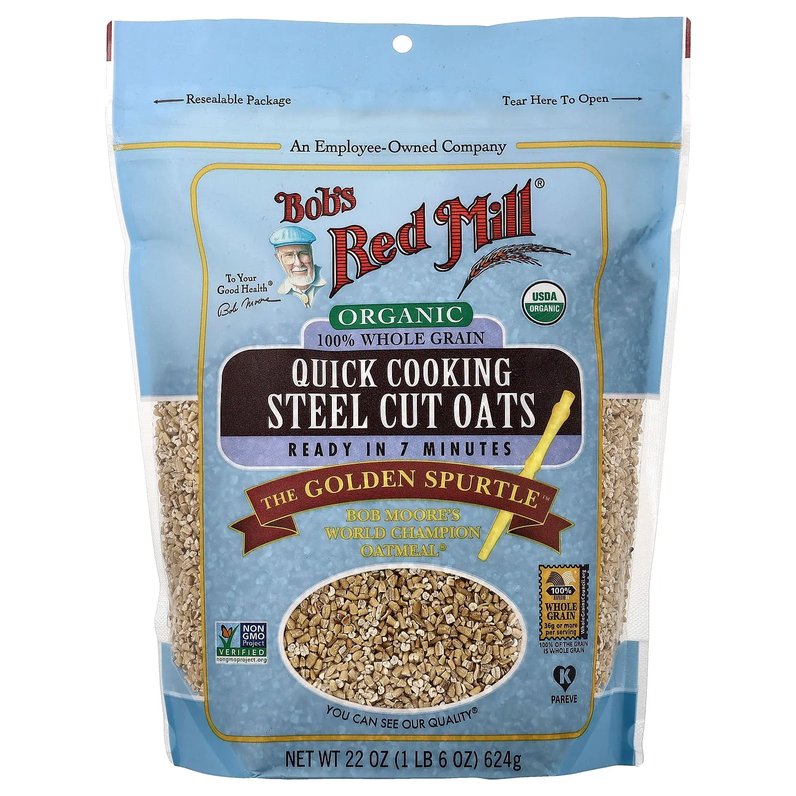 Bob's Red Mill Organic Quick Cooking Steel Cut Oats, 1 lb 6 oz (624 g)