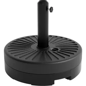 Round Patio Umbrella Base, 20" 80LB Weight Stand Fillable Umbrella Stand with Adjustable Steel Pole Adapters Fits 1.5" to 2.1" Poles for 7.5-11FT Umbrellas for Outdoor Deck Poolside, Black