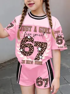 Cute Vintage 67 Pattern Sportswear Set, Casual Sportswear Outfit, Loose Fit Casual Tee & Shorts, Summer Athletic Wear, Perfect for Summer, Outdoor Picnics, Hiking, Street Style