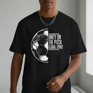 Men's Graphic T-Shirt - Short Sleeve Crew Neck Regular Fit Casual Wear | Soft & Breathable Fabric, Durable Print, Everyday Comfort, Machine Washable, 2026 DreamCup-Soccer Globe Typography