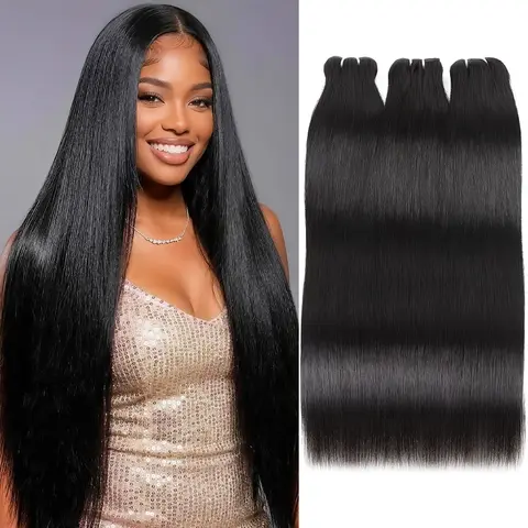 [15A Raw Straight Hair ] Ishow Brazilian Straight Hair Body Wave Hair Unprocessed Raw Human Hair With Lace Closure 1 3 4 Bundles Hair Extension 2*6 /4*4 Lace Closure With Hair Bundles 95-100G/ Bundle Ture To Length Natural Black Color