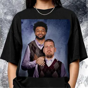 Nikola Jokic Jamal Murray Basketball Vintage 90s Tee, Denver Step Bros Basketball 90s Funny Shirt