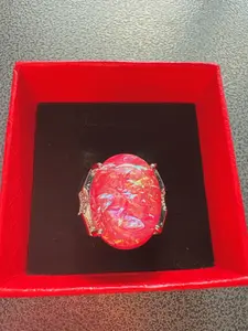 Evelyn(8679)gc.Man-made pink opal copper ring $10/pc