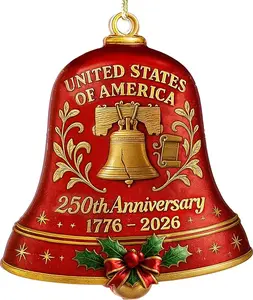 United States 250Th Anniversary Ornament Patriotic American Flag Bell Christmas Hanging Decoration Unique Gift For US Citizens Commemorative Holiday Decor