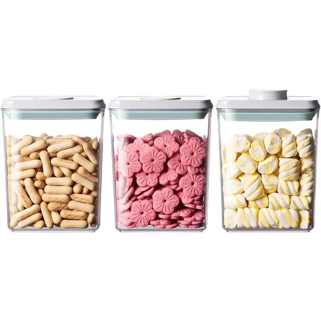 Airtight  Storage Containers,1.3Qt 3 count Pop  Containers with Lids, Stackable One Button Opening Kitchen Pantry Organizers and Storage,   Containers Set for Snacks Candy Spices