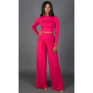 Mock Neck Crop Top - Red