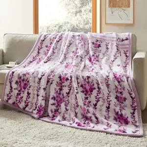 Korean Mink Blanket Queen Size - 9 Lbs Velvet Fleece Korean Blanket - 2 Ply Warm & Thick Winter Blanket - Wrinkle & Fade Resistant - 79 x 94 Inches (Lavender)