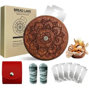 UFO Bread Lame Sourdough Scoring Tool - Wooden Lame Bread Scoring Tool with 5  and Leather Storage Cover - Sourdough Bread Baking Supplies for Bread Baking Gifts