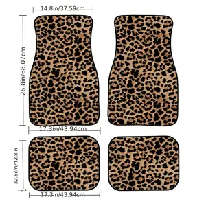 Leopard Pattern Car Footmat Set 4-Piece All-Weather Universal Fit for SUVs Limousines Trucks Women Men 14.8in x 26.8in x 17.3in x 32.5cm
