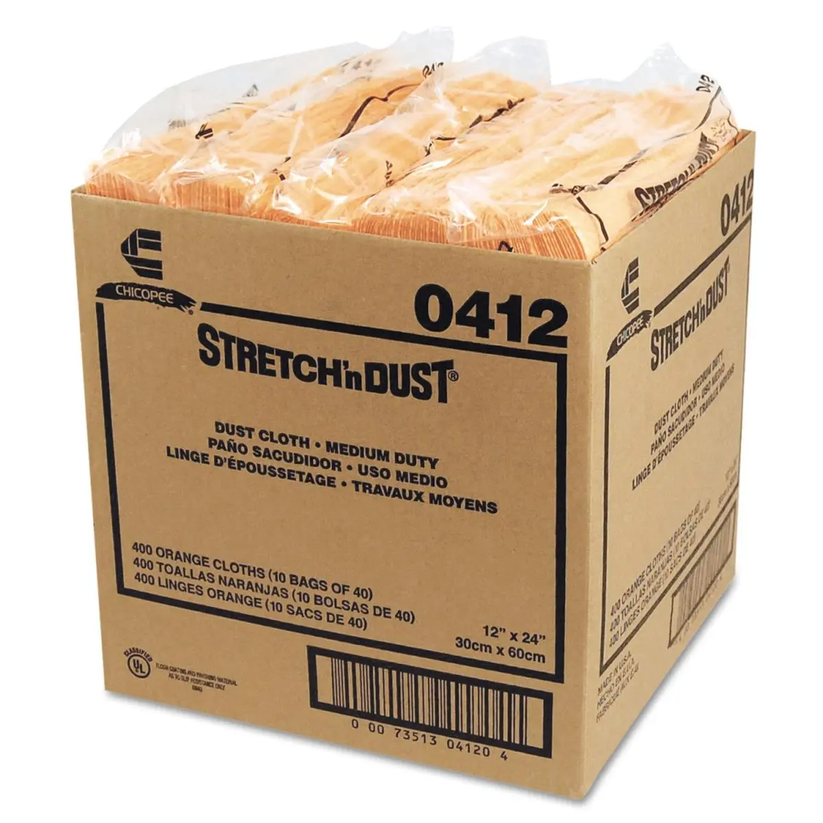 Chicopee CHI0412 Dust Remover Cleaning Cloth, 12x24 in, Yellow - 40 Cloths Per Pack, 10 Packs Total, Dust Remover Cleaning Cloths