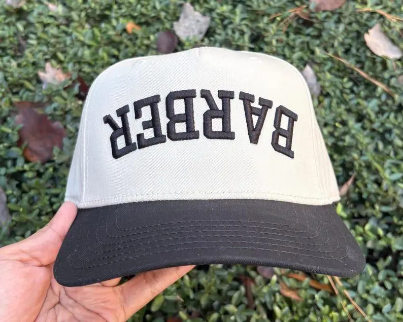 Barber Embroidered Hat, Upsidedown 3D puffy embroidered hat for Barber, 5 panel snapback hat