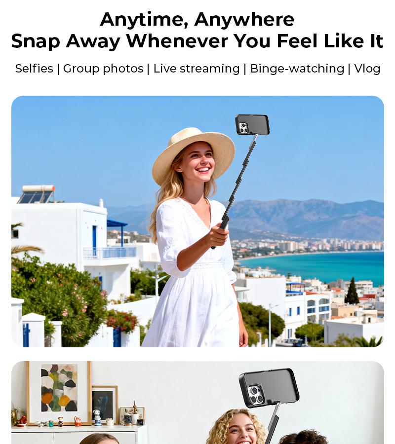 Bluetooth & Extendable Selfie Stick Phone Case for iPhone 16/15/14/13, Shockproof Protection, ABS+Alloy – Handheld for Concerts & Travel Smartphone