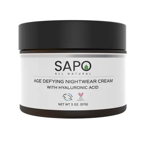 Sapo All Natural Night Cream - Nourishing Overnight Moisturizer with Hyaluronic Acid, Niacinamide, Trehalose, Lavender Oil, Vitamin B3, B5, B6, C & E - Restoring, Firming, Repairing Skin Care - 2 oz