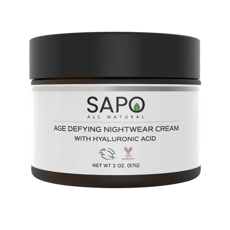 Sapo All Natural Night Cream - Nourishing Overnight Moisturizer with Hyaluronic Acid, Niacinamide, Trehalose, Lavender Oil, Vitamin B3, B5, B6, C & E - Restoring, Firming, Repairing Skin Care - 2 oz