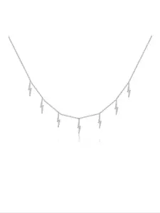 925 Sterling Silver Lightning Design Pendant Necklace, Fashion Jewelry for Party, Daily Clothing Decor, Trendy All-match & Exquisite Jewelry for Birthday Gift
