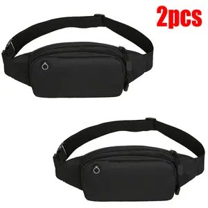 Mumutan 2-Piece Unisex Sports Fanny Pack, Lightweight Waterproof Waist Pouch With Headphone Port For Daily Travel, Workout