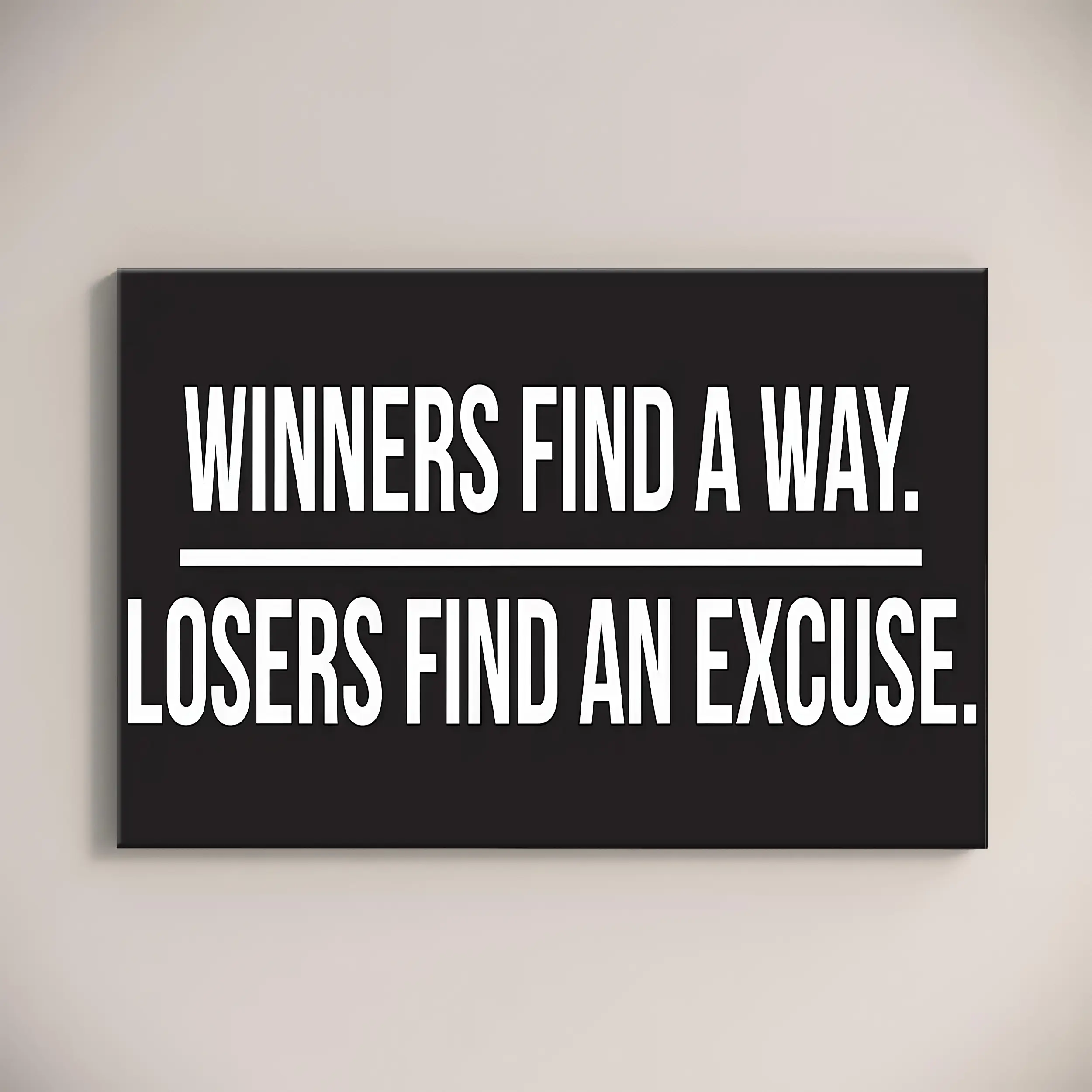 "Winners Find A Way" Unframed Wall Art Painting, Motivational Quote Canvas Poster, Black-White Hustle Entrepreneur Sign, Home Workout Room Decor