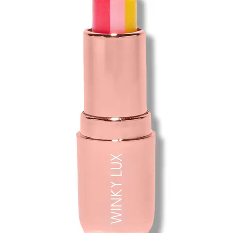 Winky Lux Pink Lemonade Balm | Tri-Colored Pink-Tinted Lip Balm with Vitamin E & Jojoba Oil, Juicy Citrus Flavor, Semi-Shine Finish