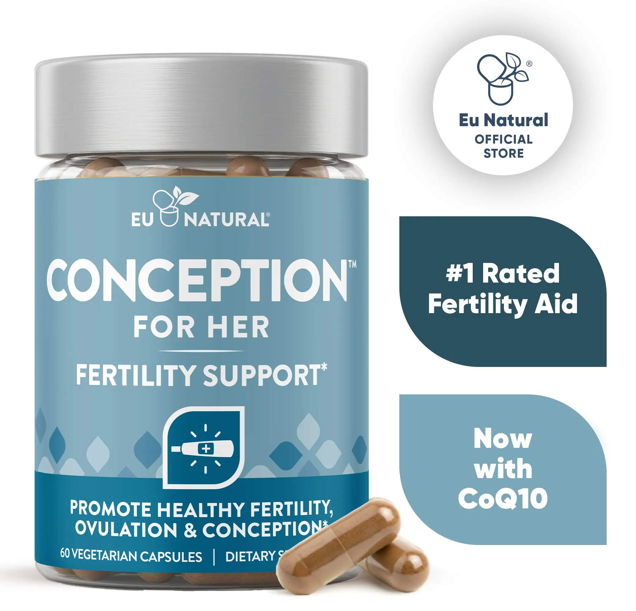 Eu Natural Conception for Her Fertility Supplements for Women – Aids Ovulation, Hormonal Balance, & Regular Cycles – Prenatal Vitamin Support with Myo-Inositol, L-MethylFolate, Vitamin D, Vitex, CoQ10