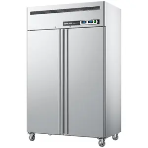Coolake 48" W 2 Door Commercial Refrigerator and Freezer Combo, 36 Cu.ft 2 Section Stainless Steel Solid Door Fan Cooling Upright Reach in Freezer