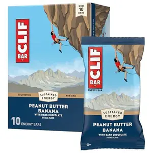CLIF BAR - Peanut Butter Banana with Dark Chocolate Flavor - Made with Organic Oats - Energy Bars - Non-GMO - Plant Based Protein Bars (10 Pack)