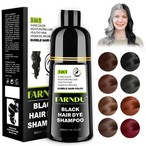 FARNDU 3-in-1 Hair Color Shampoo, 10 Mins Hair Color, Fruity Aroma, Gray Hair Coverage, Plant Extracts, Long Lasting, Ammonia-Free Haircare Oil, Argan Oil Scent Bowl (400 mL)