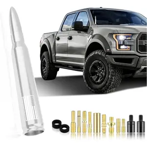 Car Bullet Antenna,Truck Exterior Decoration Accessories Car Vehicle Replacement Antenna Conpatible with Ford F150 RAM 1500 GMC Heavy Duty Pickup Trucks Accessories (New Upgrade Silver-U.S. Flag)…