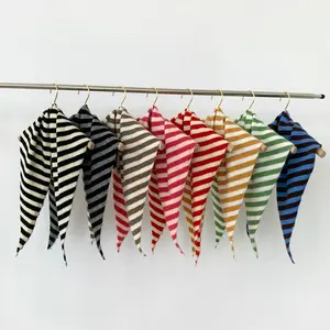 2024 Colorful Stripes with Wool Triangular Binder Decorative Knitted Small Scarf Soft Multi-Functional Small Scarf Collar