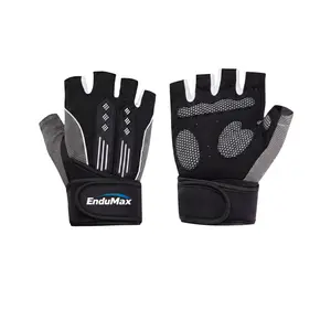 EnduMax Workout Gloves for Men & Women Anti-Slip Silicone 4 Layer Palm Protection Breathable Fabric Wrist Support Shock Absorbing Sweat Wipe Design Durable Gym Gloves for Weightlifting Training Fitness Crossfit Home Outdoor Use