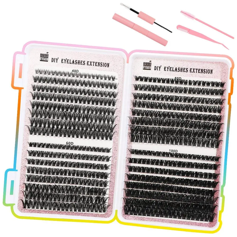 32 Rows Cluster Eyelashes Book, 640 Segmented Lash Extensions, DIY Individual False Lashes for Makeup