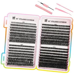 32 Rows Cluster Eyelashes Book, 640 Segmented Lash Extensions, DIY Individual False Lashes for Makeup