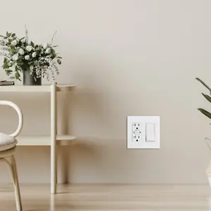 VEVOR Rocker Light Switch Wall Plates, 2-Gang Decorative Outlet Covers, Standard Size 4.57in Lx 4.53in H Unbreakable Polycarbonate Thermoplastic Faceplate for Receptacle OutletSwitch(5 Pack, White)