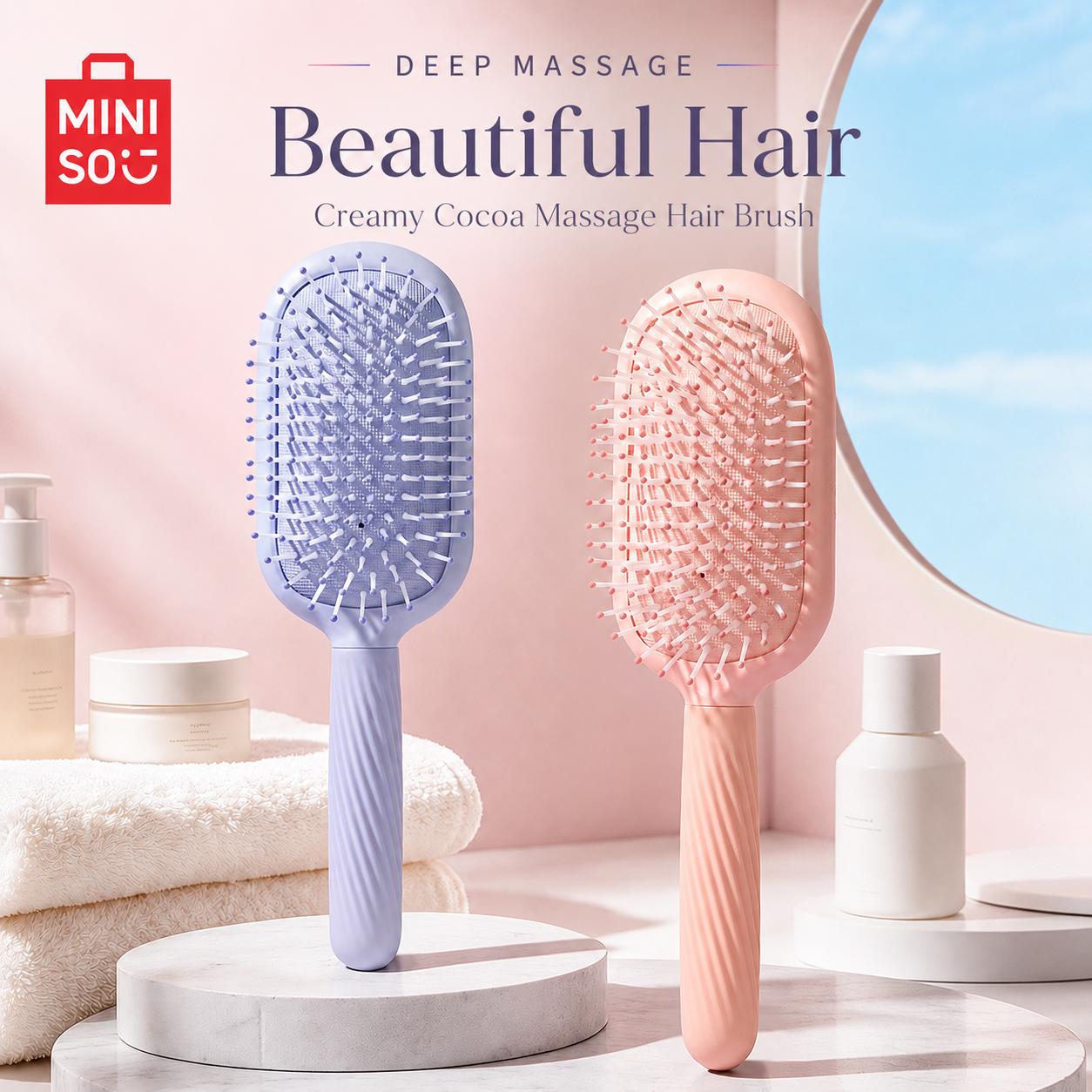MINISO Air Cushion Massage Hair Brush - Anti Tangling Detangling Smoothing Brush, Unisex Scalp Care Tool for Wet/Dry Use, Daily Care, All Hair Types, Back To School Styling Aid