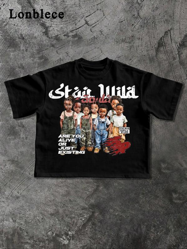 Men's Short Sleeve Cotton Blend Crop Top, Unique Design for Casual Summer Wear, Street Fashion Essential for Trendsetters