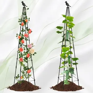2 Pack Garden Trellis for Climbing Plants Outdoors,65Inch Cucumber Trellis Garden Obelisk Trellis Rustproof Plants Support with Adjustable Heights for Indoor Potted Plants, Vines, Vegetables