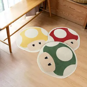 Cute Mushroom Head Round Carpet, High Elastic Velvet Soft Fluffy Area Rug Modern Indoor Rug Durable Non-Slip Absorbent Mat, Bedroom Bathroom Living Room Multi-Scene Use, Fluffy Bedside Rug