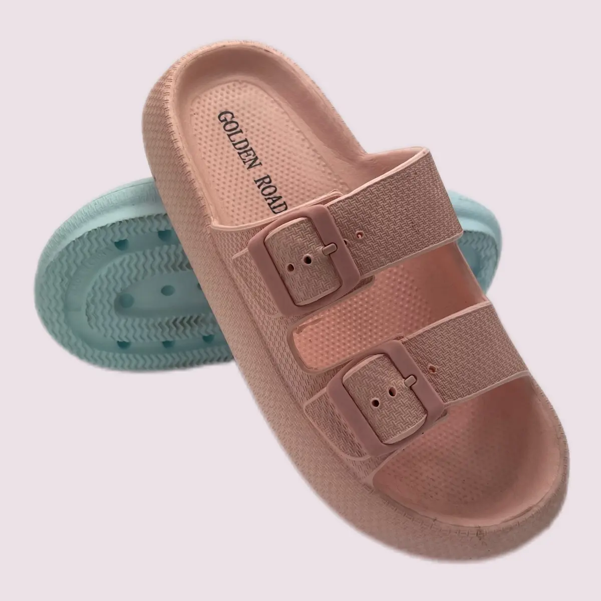 Women's Basic Pillow Slides, Double Strap Slip On EVA Sandals with a Soft Cushioned Thick Sole for Indoor and Outdoor Use, Soft Cushioned Slippers, Ankle, Plain, Waterproof & Breathable