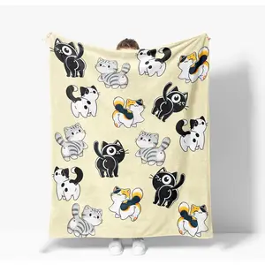 Cat Blanket Warm Plush Cute Cats Flannel Throw Blanket Super Soft Fleece Cozy Fuzzy Cat Stuffed Blanket Gifts for Kids Teens Adults Room Decor