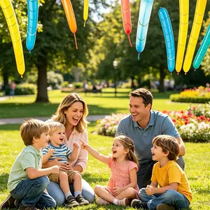 100-Pack Rocket Balloons, Whistling Flying Balloon with Aerodynamic Tip, Reusable Long Balloons with Pump, Kids Toys for Birthday Party Outdoor Fun