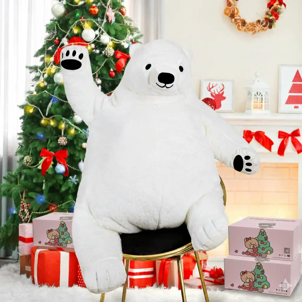 Snowolf Giant Simulation Polar Stuffed Toy - 23.6"/31.5"/39.3" Djungelskog Soft Fluffy Doll, Room Decor, Childhood Gift, Cuddly Doll Gift (Summerwins Brand), Super Soft Fluffy