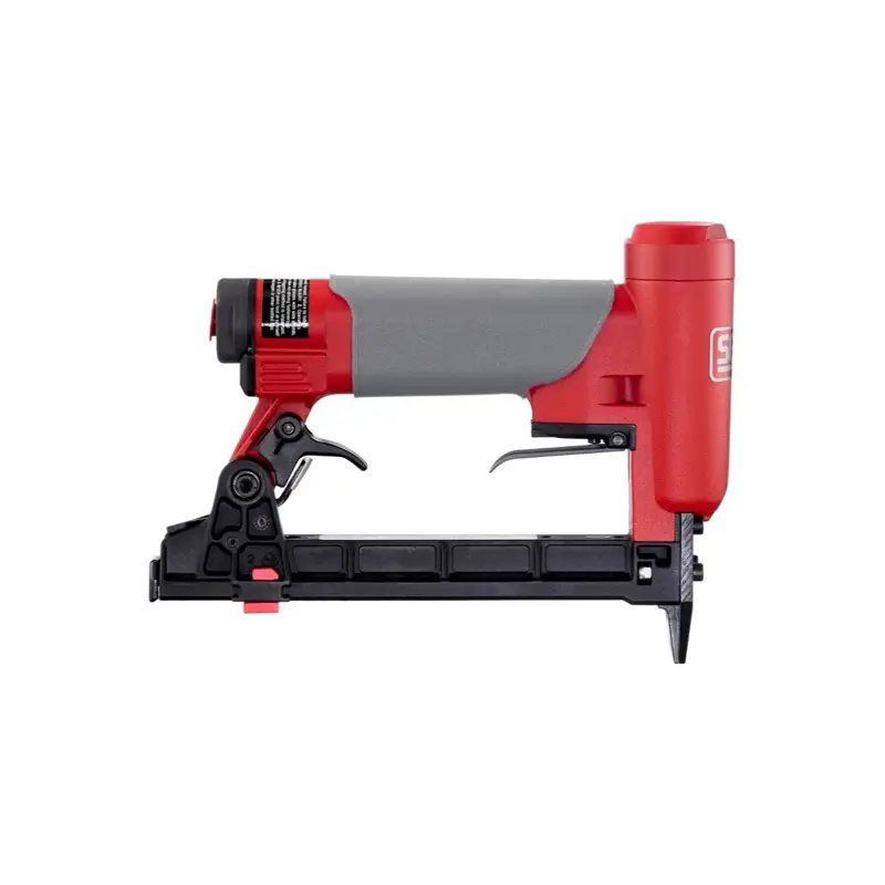 6S0021N SFT10XP C-Wire Stapler 3/8" Crown, 5/8" Upholstery Stapler   Manual  Parts Chart Features 1 Rear Exhaust Directs oil away from the work surface  2 One-handed Magazine Release For quick and easy reloading  3 Slender Design For an improved line of s