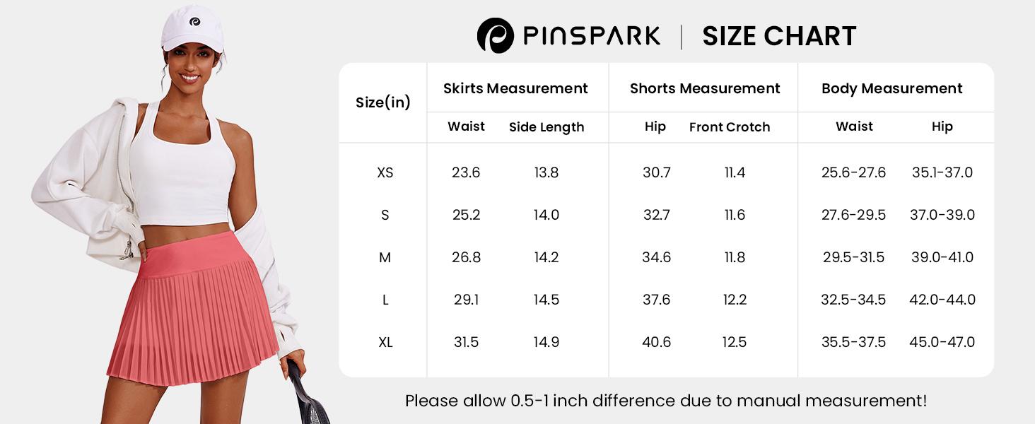 PINSPARK Pleated Tennis Skirt for Women High Waisted Athletic Skirts with Shorts Pockets Golf Workout Pickleball Skort Skirts Springtok