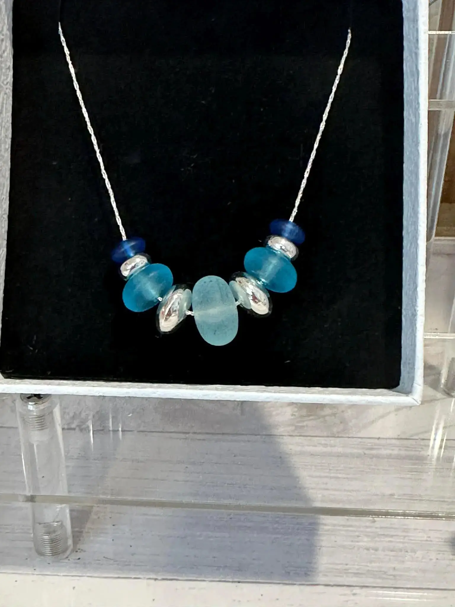 Blue Sea Glass Necklace